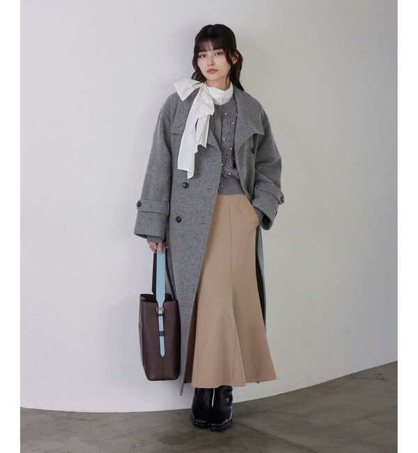 VIS「尾州シャギースタンドカラーロングコート/静電気防止・WEB限定PS・TMサイズ」|その他|