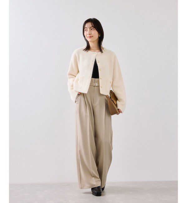 VIS「ベルトディテールタックワイドパンツ/イージーケア」|チノ|