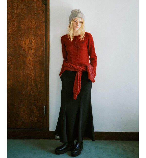 VIS「【POLO BCS】VIS別注ヘンリーネックミニケーブルニットトップス」|ニット・セーター|