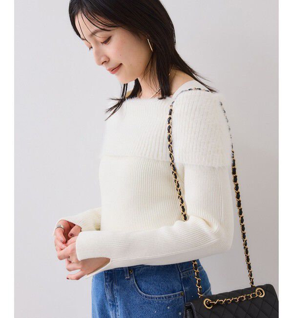 VIS「フェザーヤーンオフショルもちもちリブニット/イージーケア」|ニット・セーター|