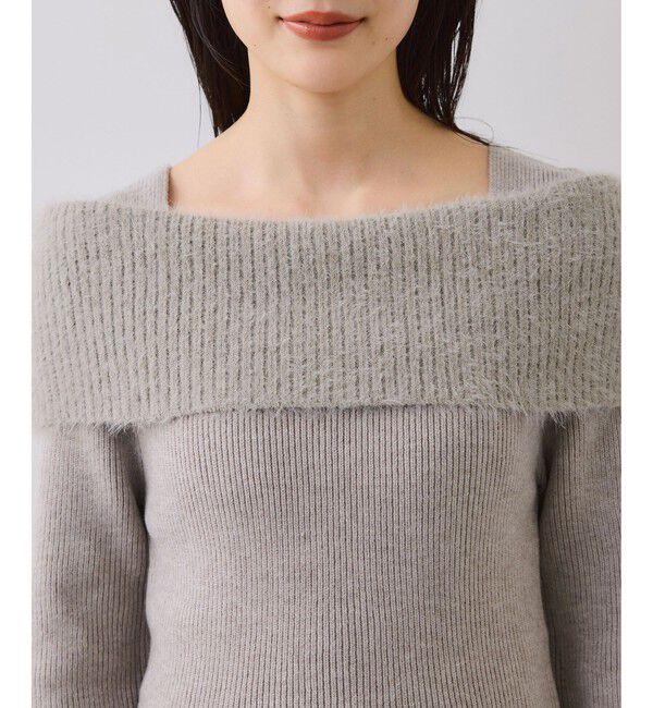 VIS「フェザーヤーンオフショルもちもちリブニット/イージーケア」|ニット・セーター|