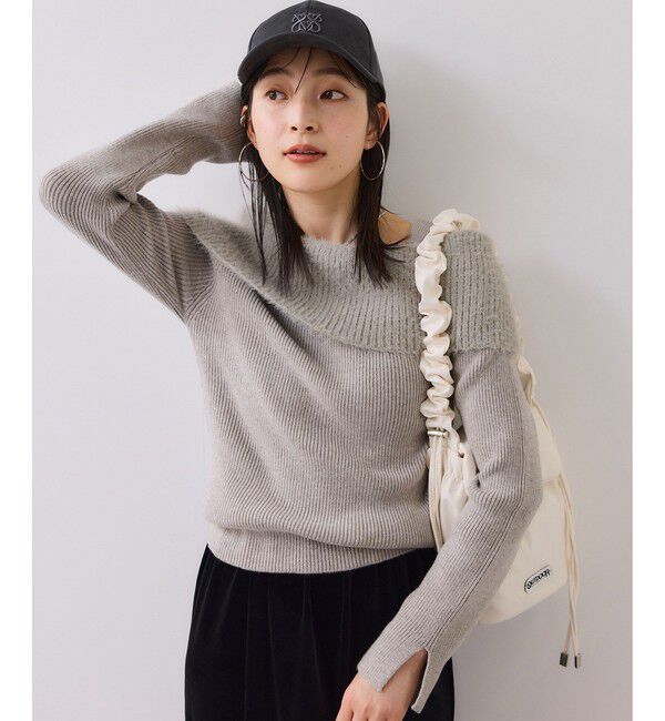 VIS「フェザーヤーンオフショルもちもちリブニット/イージーケア」|ニット・セーター|