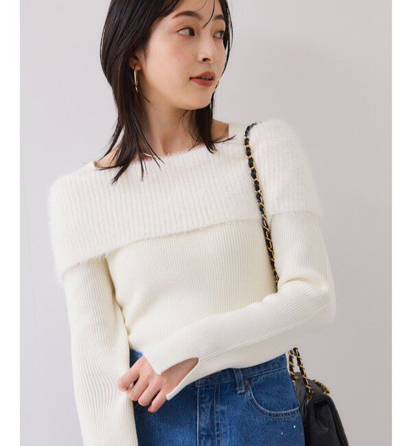 VIS「フェザーヤーンオフショルもちもちリブニット/イージーケア」|ニット・セーター|