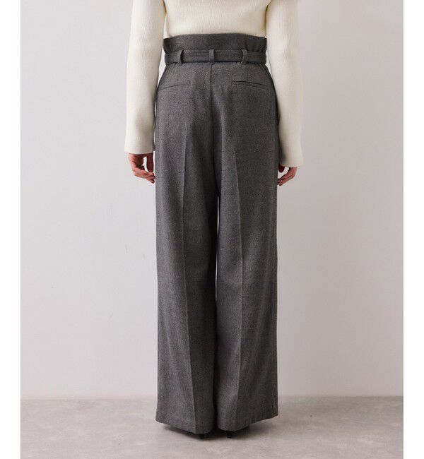 VIS「起毛ウールライク版ベルトディテールタックワイドパンツ」|チノ|