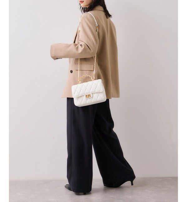 VIS「起毛ウールライク版ベルトディテールタックワイドパンツ」|チノ|