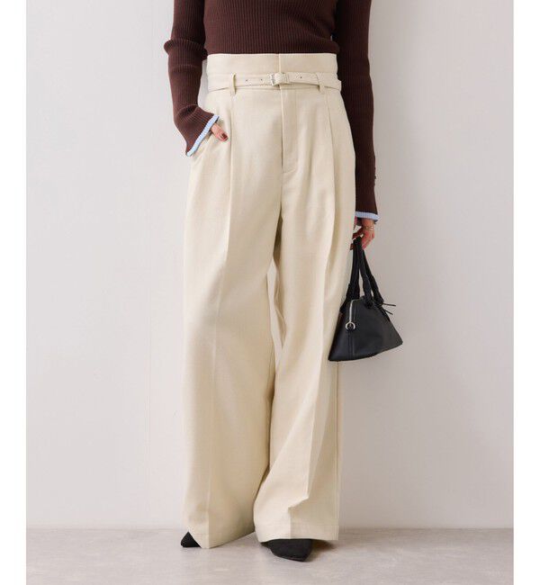 VIS「起毛ウールライク版ベルトディテールタックワイドパンツ」|チノ|キナリ(16)