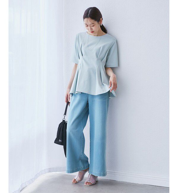 Rope&rsquo;Picnic「【ウエスト革命デニム】ウエストシェイプデニムワイドパンツ」|デニム|