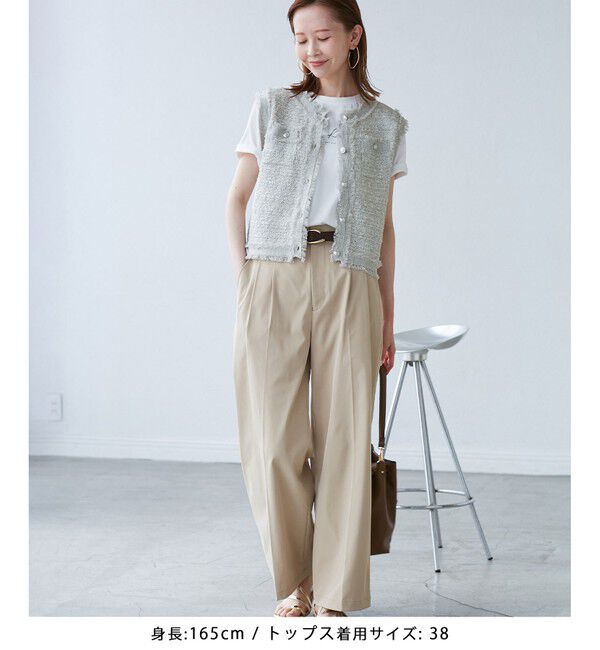 Rope&rsquo;Picnic「【WEB限定カラー】【サマー・ツイード】着丈が選べるジレベスト/スリーブレスカーディガン」|カーディガン|