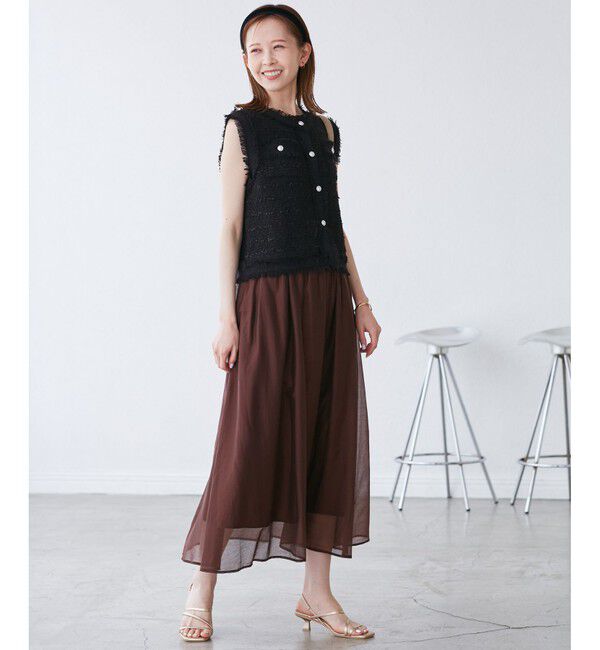 Rope&rsquo;Picnic「【WEB限定カラー】【サマー・ツイード】着丈が選べるジレベスト/スリーブレスカーディガン」|カーディガン|