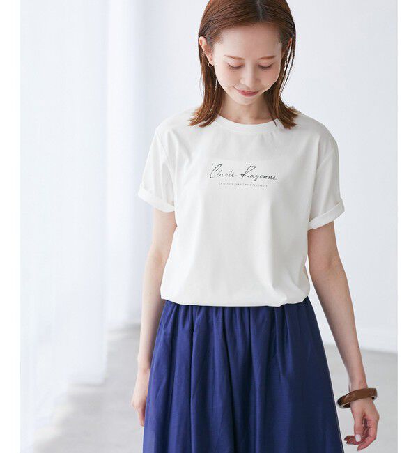 Rope&rsquo;Picnic「【UVカット・汗染み加工・接触冷感】手描き風ロゴプリントTシャツ」|Tシャツ・カットソー|