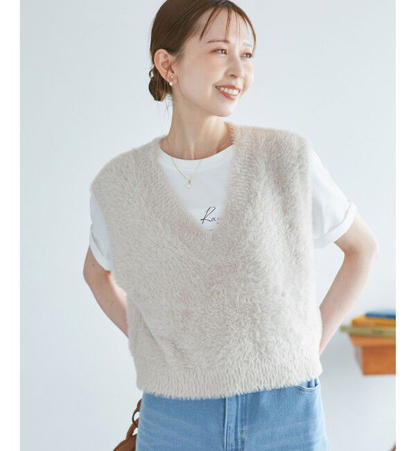 Rope&rsquo;Picnic「ショートフェザーニットベスト」|ベスト・ジレ|