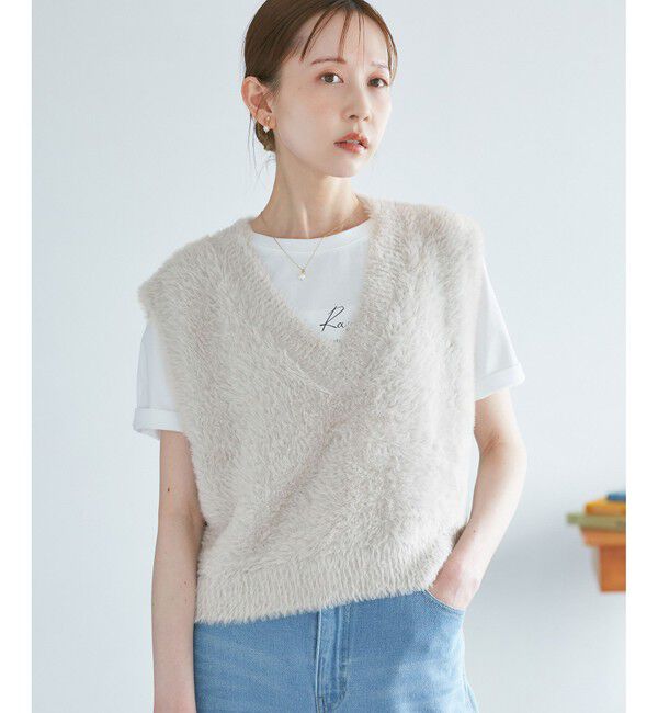 Rope&rsquo;Picnic「ショートフェザーニットベスト」|ベスト・ジレ|