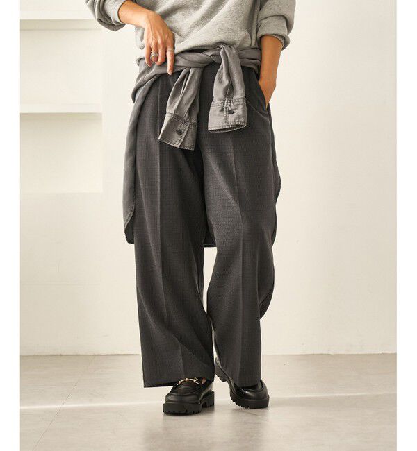 Rope&rsquo;Picnic「レディハンサムシリーズ ウールライクウエストタックセミワイドパンツ/セットアップ対応」|スラックス|