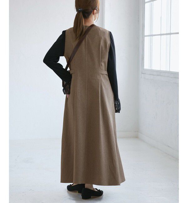 Rope&rsquo;Picnic「【低身長・小柄さんサイズ】ウールライクウエストタックジャンパースカート/セットアップ対応」|ワンピース|