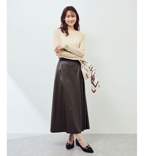 Rope&rsquo;Picnic「シンセティックレザーフレアロングスカート」|スカート|