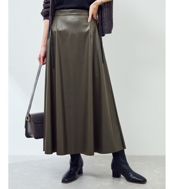 Rope&rsquo;Picnic「シンセティックレザーフレアロングスカート」|スカート|