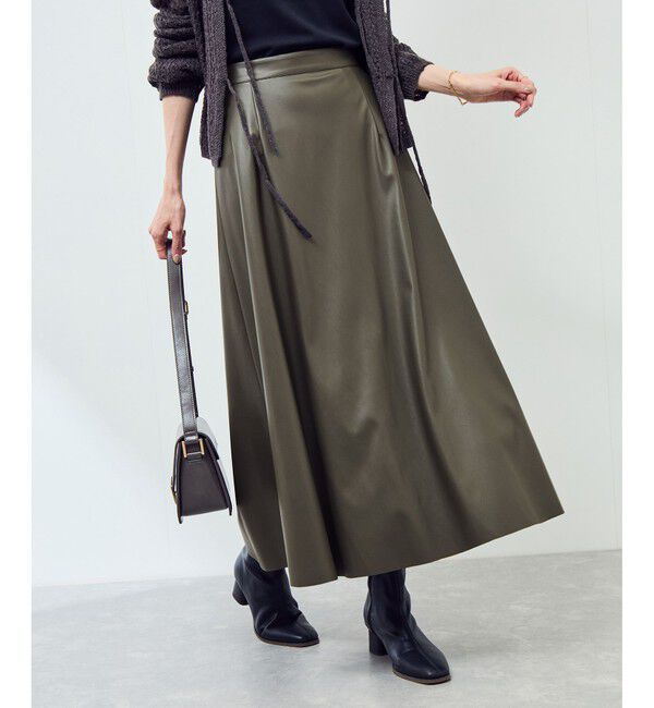 Rope&rsquo;Picnic「シンセティックレザーフレアロングスカート」|スカート|