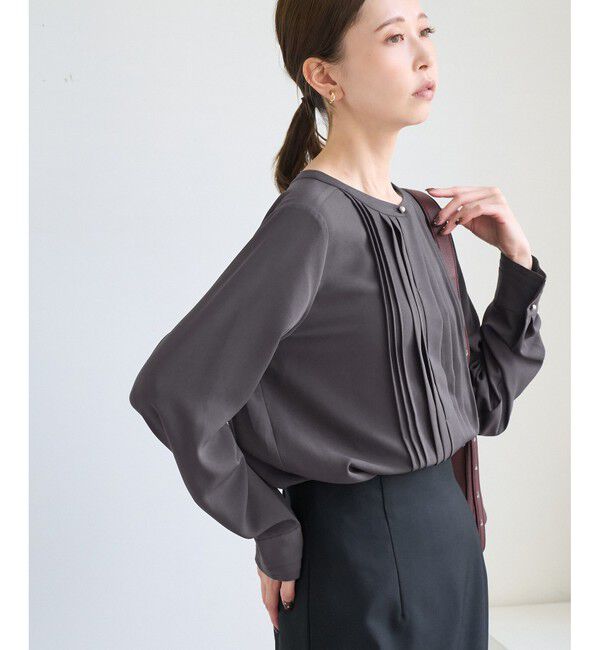 Rope&rsquo;Picnic「フロントピンタックブラウス/一部WEB限定カラー」|シャツ・ブラウス|チャコール(06)