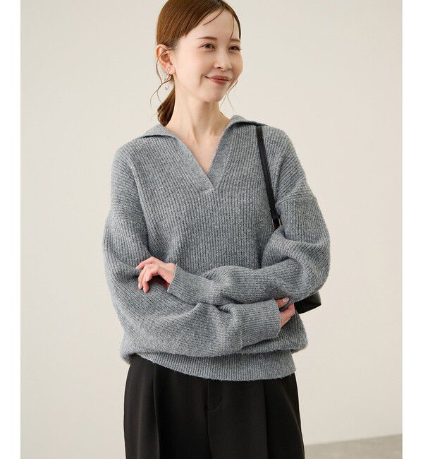 Rope&rsquo;Picnic「スキッパーポロニットプルオーバー/イージーケア」|ニット・セーター|