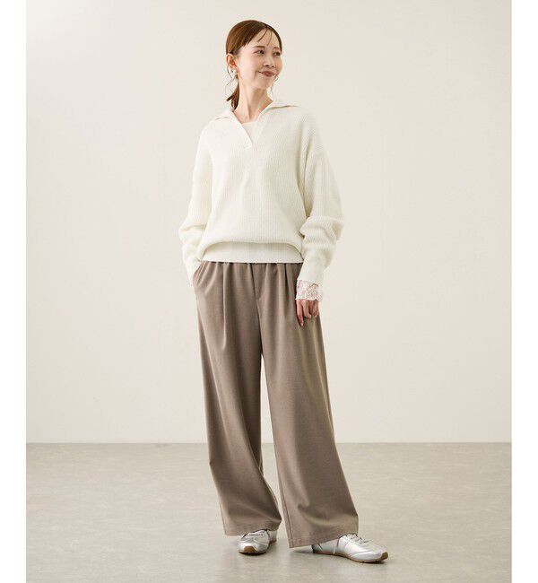 Rope&rsquo;Picnic「スキッパーポロニットプルオーバー/イージーケア」|ニット・セーター|