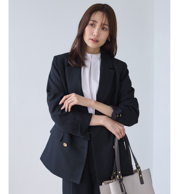 Rope&rsquo;Picnic「【WEB限定】レディハンサムシリーズ ウールライク金ボタンミドル丈ジャケット(総裏地)」|テーラードジャケット|