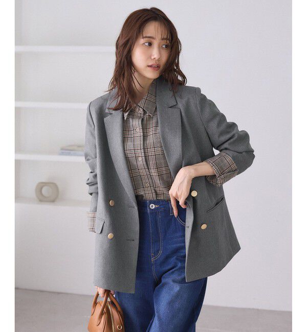 Rope&rsquo;Picnic「【WEB限定】レディハンサムシリーズ ウールライク金ボタンミドル丈ジャケット(総裏地)」|テーラードジャケット|