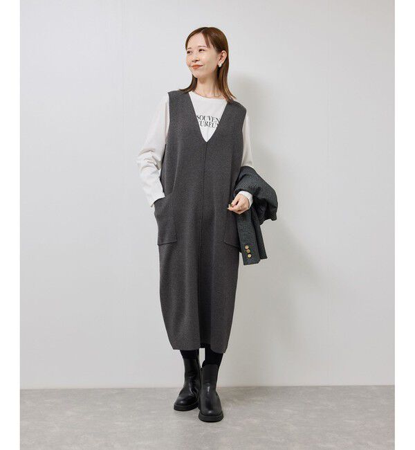 Rope&rsquo;Picnic「ニットジャンパースカート/着丈が選べる・リンクコーデ」|ワンピース|