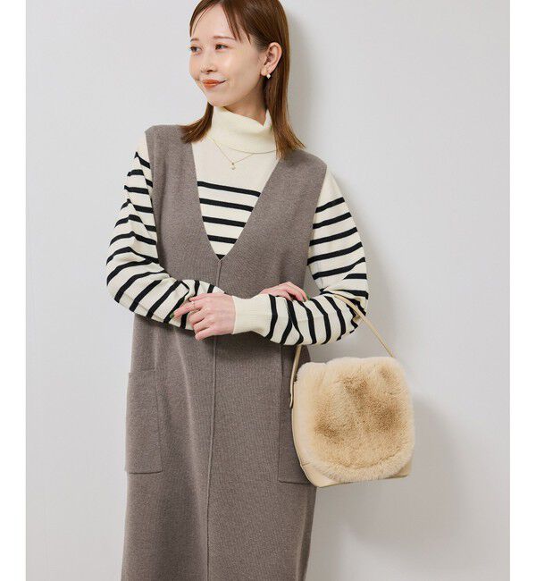 Rope&rsquo;Picnic「ニットジャンパースカート/着丈が選べる・リンクコーデ」|ワンピース|ブラウン系(23)