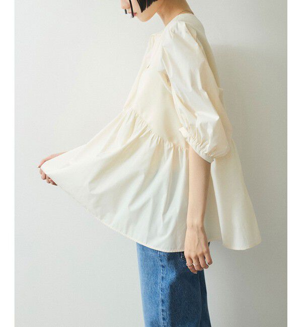 ADAM ET ROPE'「【WEB限定】・【オケージョン】ハートネックパフスリーブオケージョンブラウス」|シャツ・ブラウス|