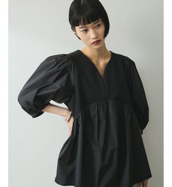 ADAM ET ROPE'「【WEB限定】・【オケージョン】ハートネックパフスリーブオケージョンブラウス」|シャツ・ブラウス|