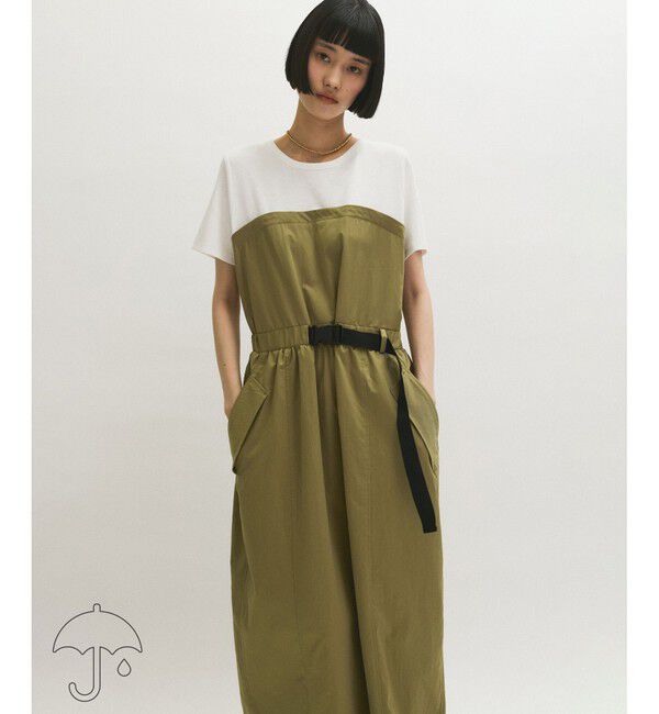 ADAM ET ROPE'「【サステナブル】撥水コンビワンピース」|ワンピース|カーキー(36)