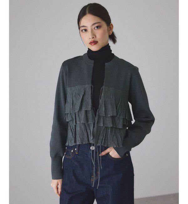 ADAM ET ROPE'「【サステナブル】フリルカーディガン」|カーディガン|