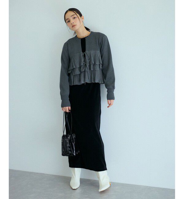 ADAM ET ROPE'「【サステナブル】フリルカーディガン」|カーディガン|