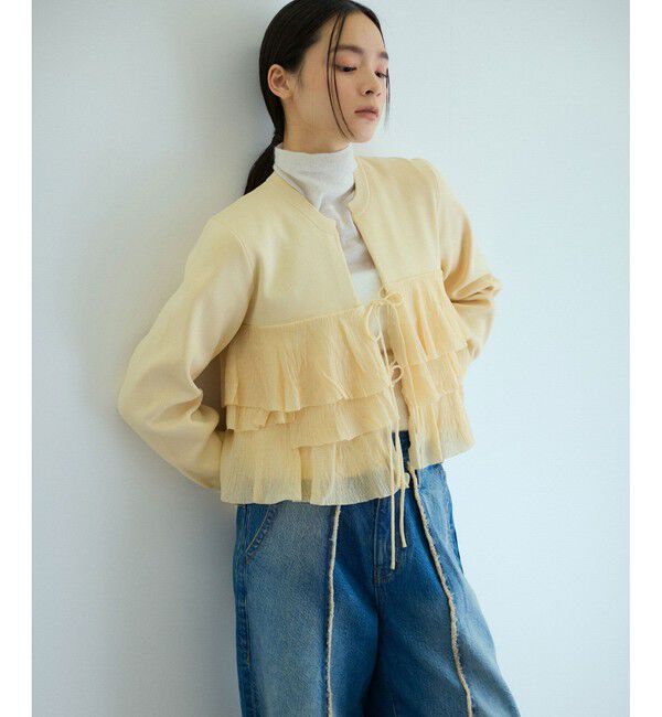 ADAM ET ROPE'「【サステナブル】フリルカーディガン」|カーディガン|