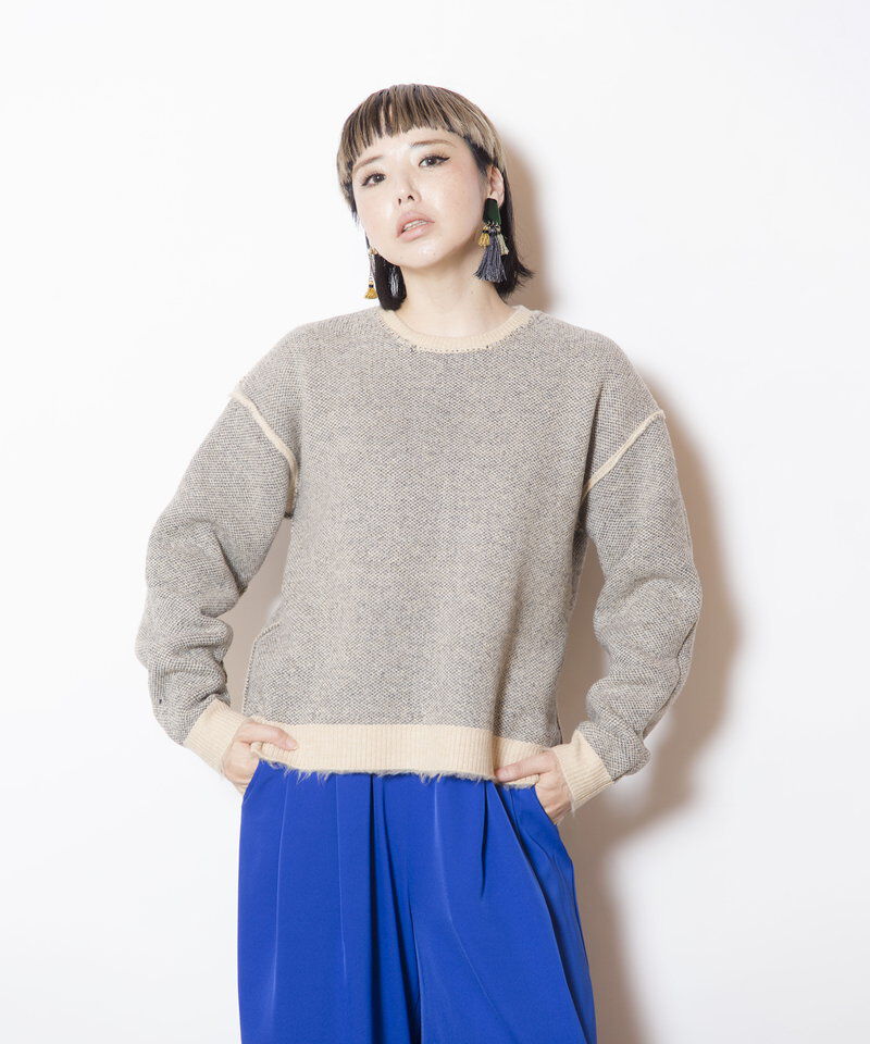  「リバーシブル起毛ニットプルオーバー」|ニット・セーター|