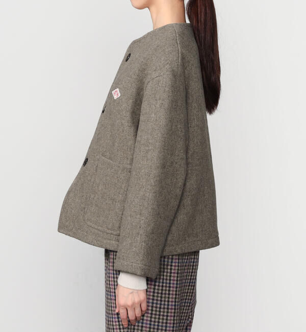 DANTON「DANTON | ウールライトパイル カラーレスジャケット WOMEN」|テーラードジャケット|