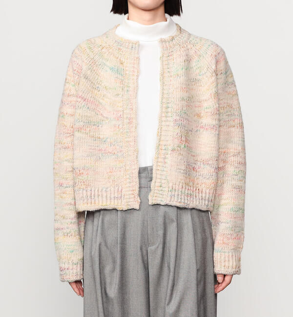 LE GLAZIK「LE GLAZIK | ミックスカラー クルーネックカーディガン WOMEN」|ニット・セーター|