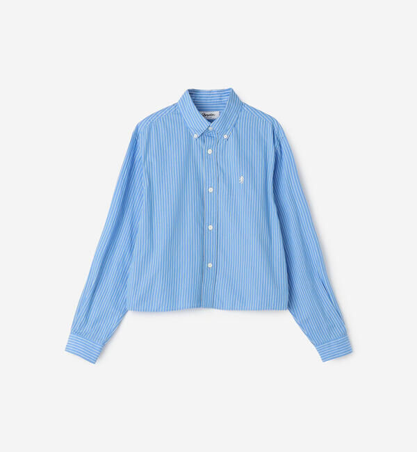 GYMPHLEX「Gymphlex | コットンポプリン ショートボタンダウンシャツ STRIPE WOMEN」|シャツ・ブラウス|