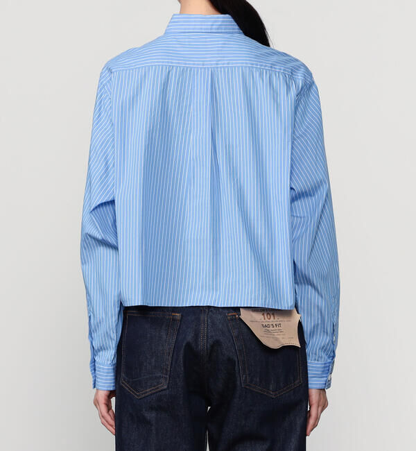 GYMPHLEX「Gymphlex | コットンポプリン ショートボタンダウンシャツ STRIPE WOMEN」|シャツ・ブラウス|