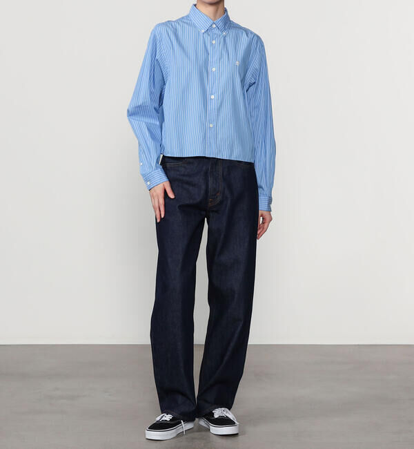 GYMPHLEX「Gymphlex | コットンポプリン ショートボタンダウンシャツ STRIPE WOMEN」|シャツ・ブラウス|