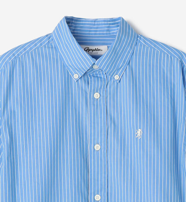 GYMPHLEX「Gymphlex | コットンポプリン ショートボタンダウンシャツ STRIPE WOMEN」|シャツ・ブラウス|