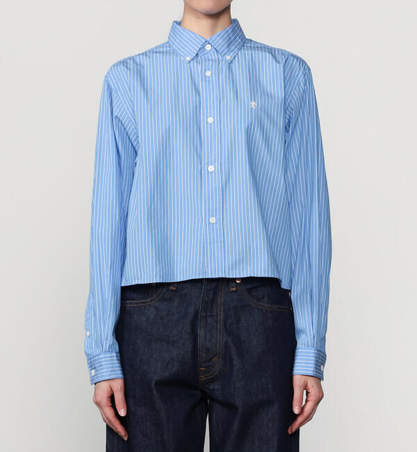 GYMPHLEX「Gymphlex | コットンポプリン ショートボタンダウンシャツ STRIPE WOMEN」|シャツ・ブラウス|