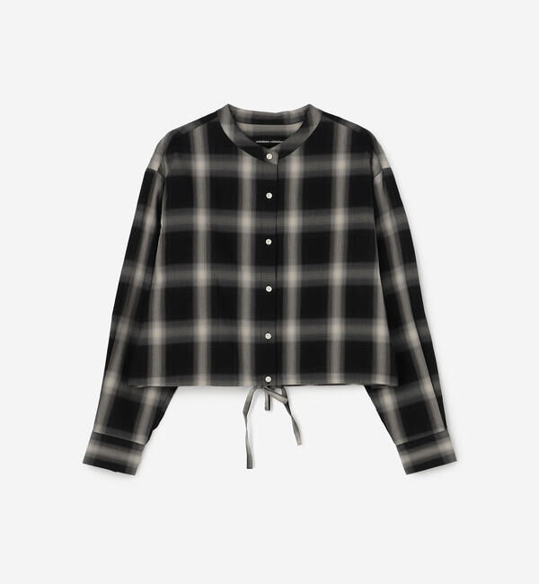  「nicholson & nicholson | ドローストリングブラウス チェック WOMEN」|シャツ・ブラウス|GREY系1