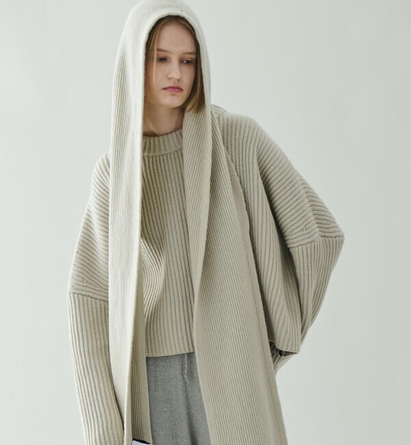  「roberto collina | ニット フードマフラー UNISEX」|ストール|BEIGE