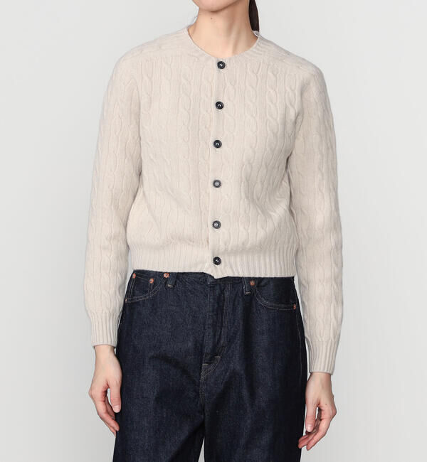 Morris & Sons「MORRIS & SONS | ジーロンラム ケーブルニットカーディガン WOMEN」|ニット・セーター|BEIGE
