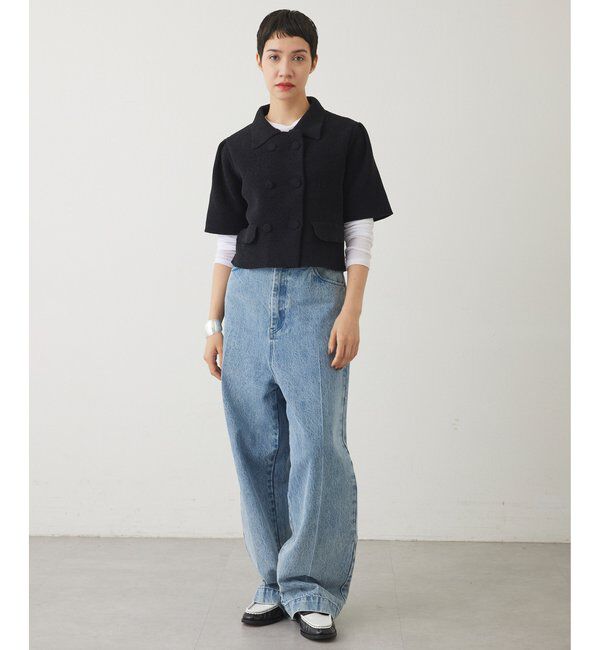 THE PAUSE「【THE PAUSE】ベロアニットショートカーディガン」|ニット・セーター|