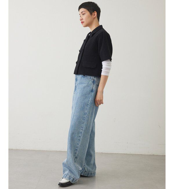 THE PAUSE「【THE PAUSE】ベロアニットショートカーディガン」|ニット・セーター|