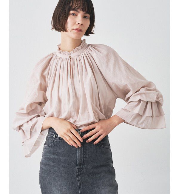  「カフスギャザーブラウス」|シャツ・ブラウス|ベビーピンク