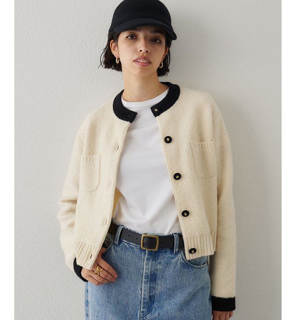  「ブークレーニットジャケット」|ニット・セーター|エクリュ