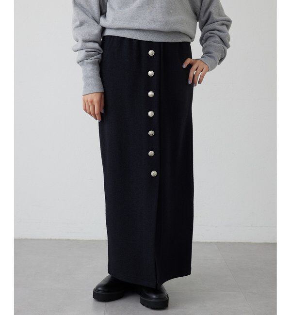 THE PAUSE「【THE PAUSE】ウールジャージボタンスカート」|スカート|ネイビー